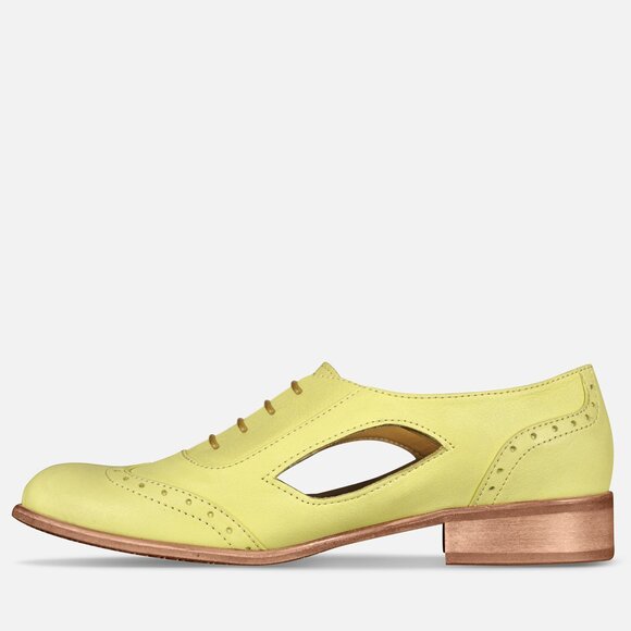 Women's pastel yellow oxford shoes, leather brogues, EU 38 & EU 42 - Picture 2 of 4